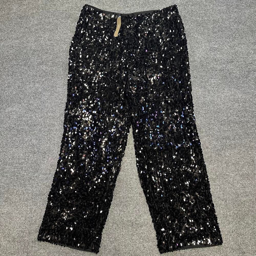 NEW J.Crew Collection Women’s Ingrid Sequin Pants Party Shiny Wide Leg Trouser 6